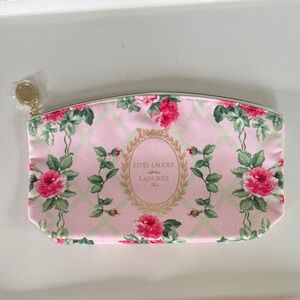 Estee Lauder x Ladurée Paris Pink and Green Floral Cosmetic Bag - NEW